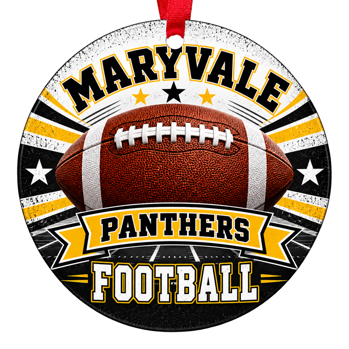 Maryvale High School Panthers football Christmas ornament in black and gold, Phoenix, Arizona