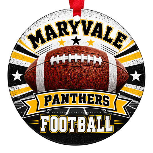 Maryvale High School Panthers football Christmas ornament in black and gold, Phoenix, Arizona