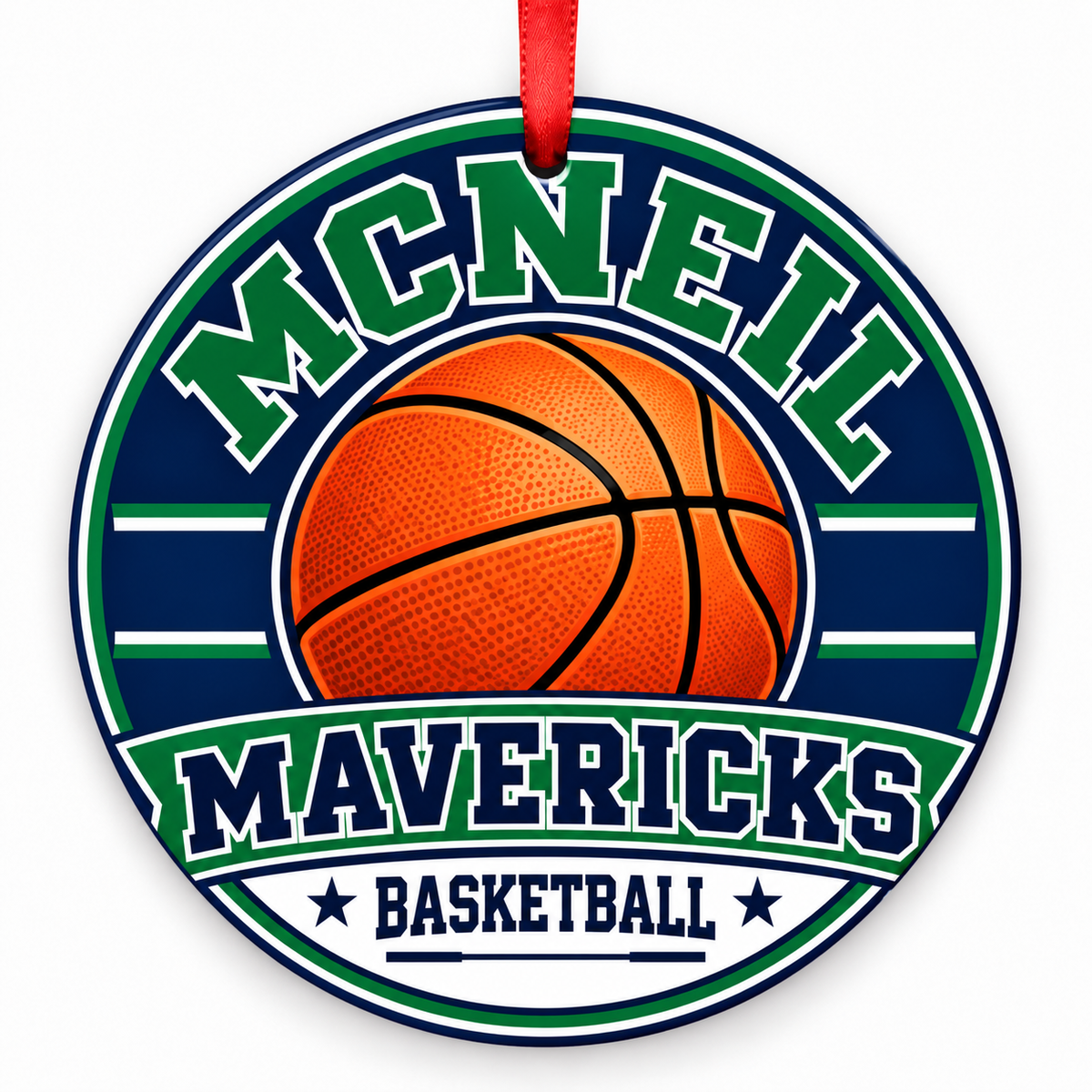 McNeil High School Mavericks basketball Christmas ornament
