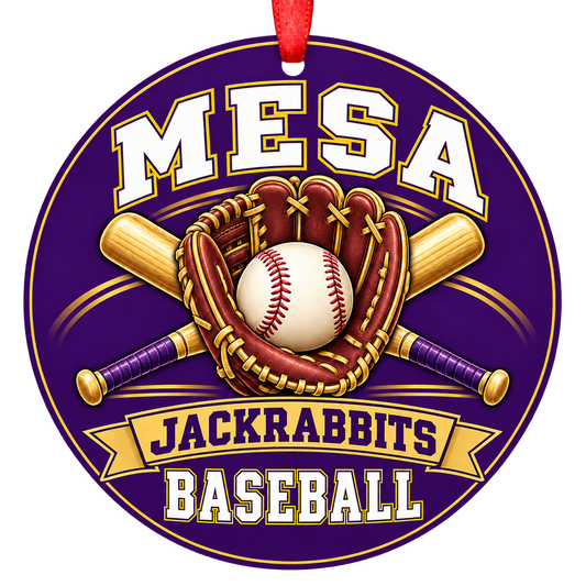 Mesa Jackrabbits baseball Christmas ornament, Glove and Bats design, Mesa, Arizona