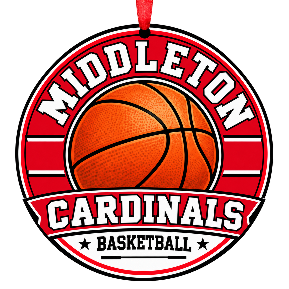 Middleton High School Cardinals basketball Christmas ornament mockup