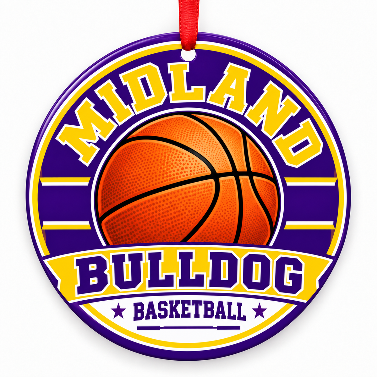 Midland High School Bulldog basketball Christmas ornament mockup