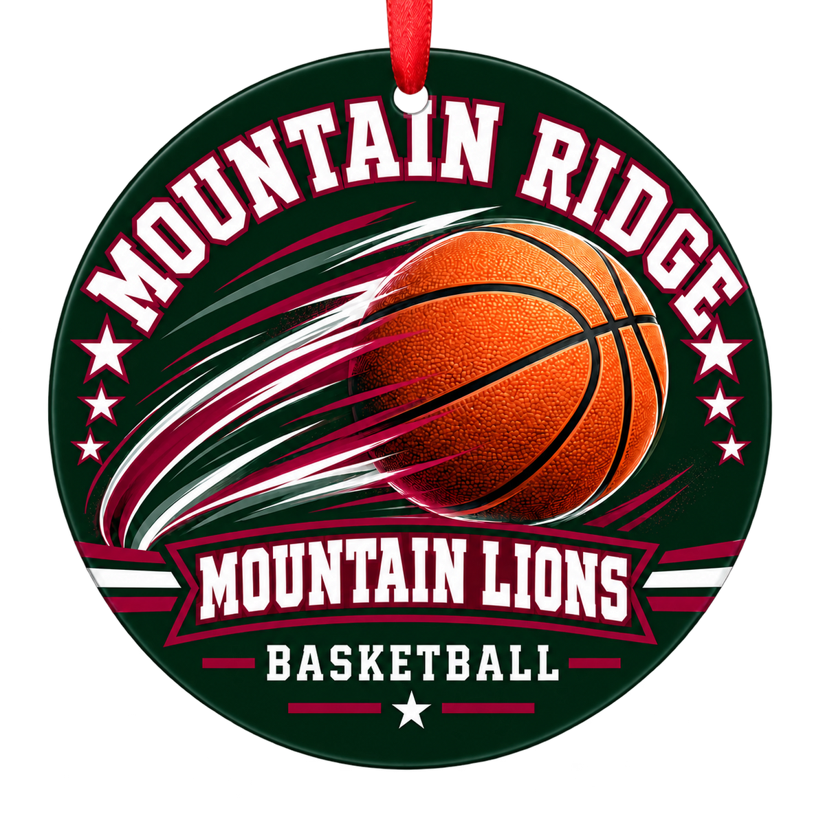 Mountain Ridge Mountain Lions basketball Christmas ornament, Motion design, Glendale, Arizona