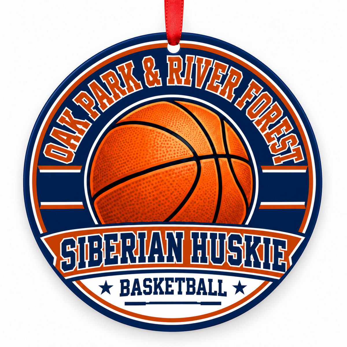 Oak Park & River Forest High School Siberian Huskie basketball Christmas ornament mockup