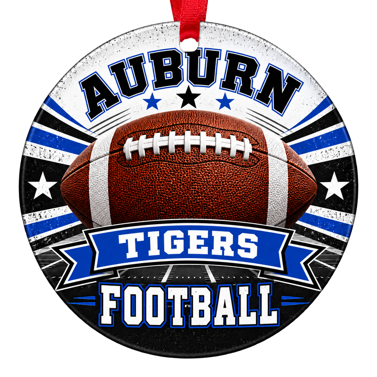 AUBURN TIGERS football Christmas ornament in royal blue and white, Auburn, Alabama