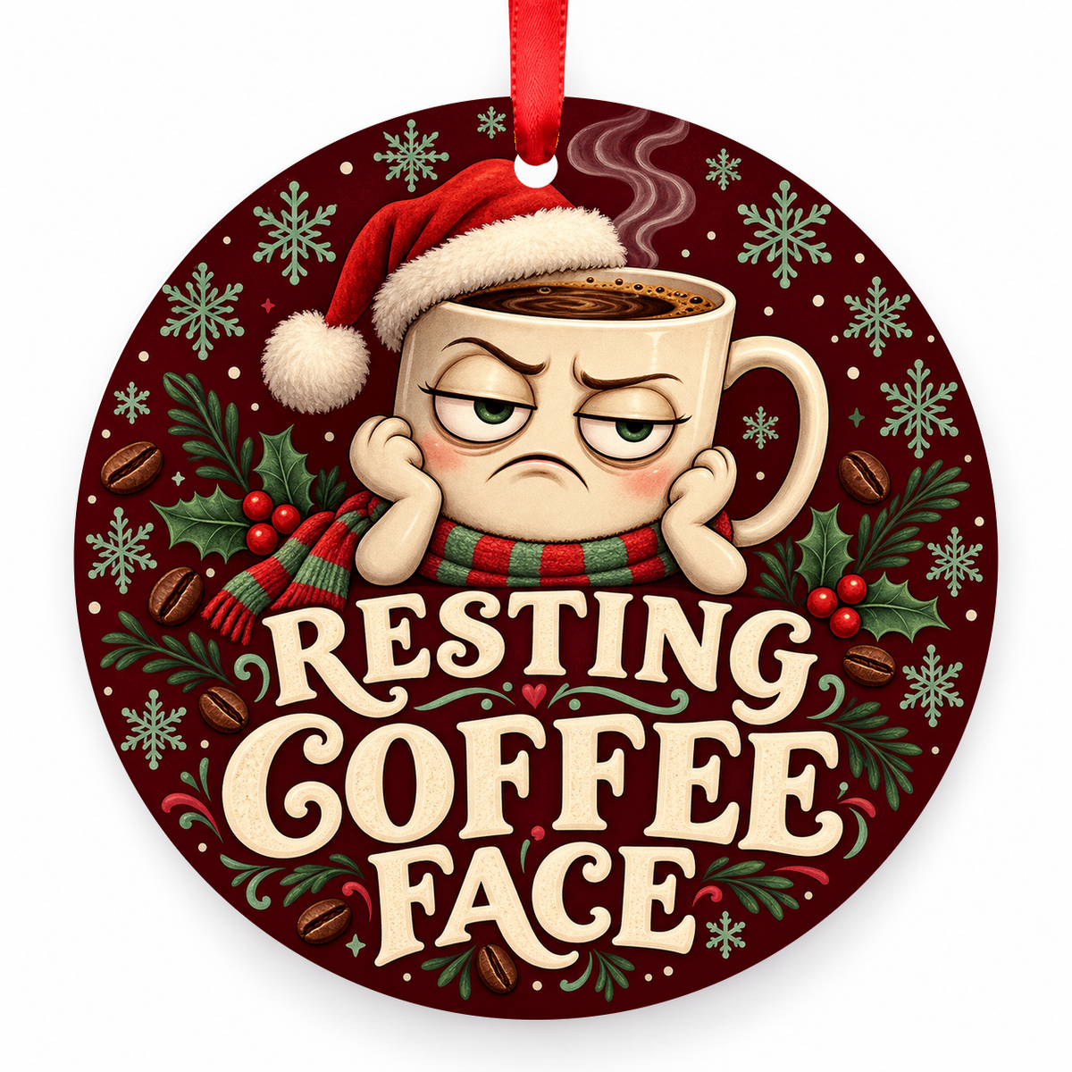 Resting Coffee Face coffee Christmas ornament