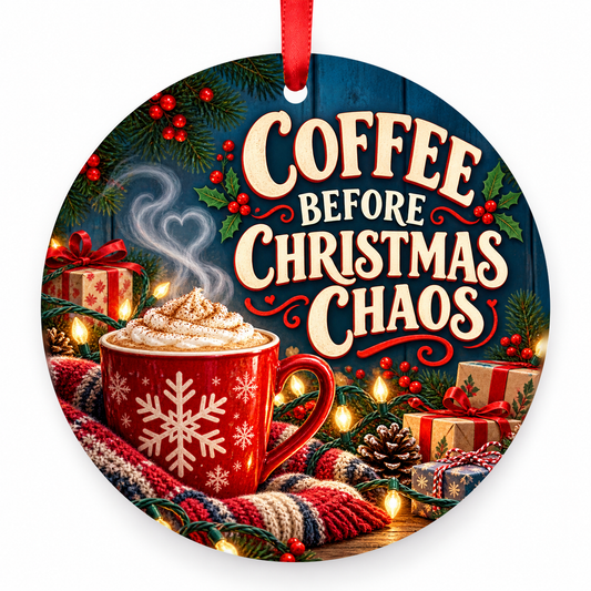 Coffee Before Christmas Chaos coffee Christmas ornament