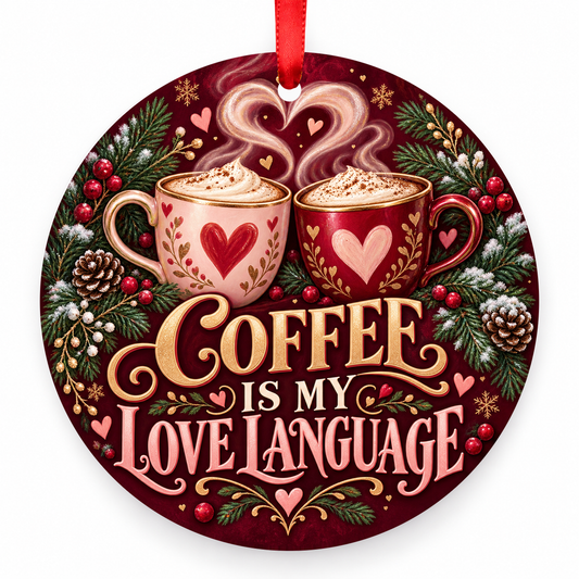 Coffee Is My Love Language coffee Christmas ornament