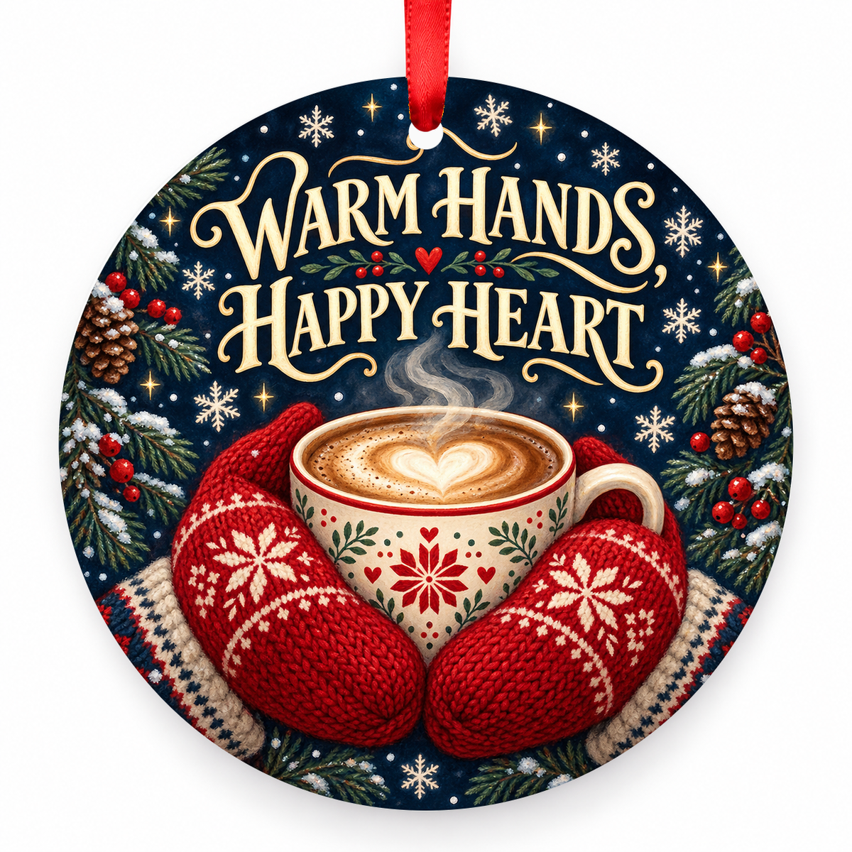 Warm Hands Happy Heart coffee Christmas ornament
