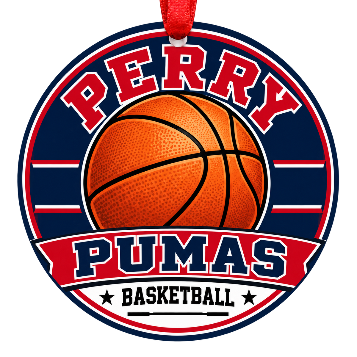 Perry Pumas basketball Christmas ornament, Classic design, Gilbert, Arizona