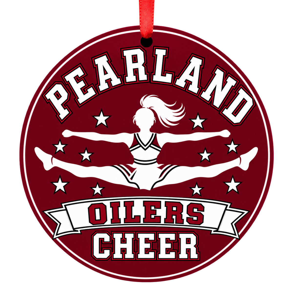 Pearland High School Oilers Cheer Toe-Touch Jump ornament