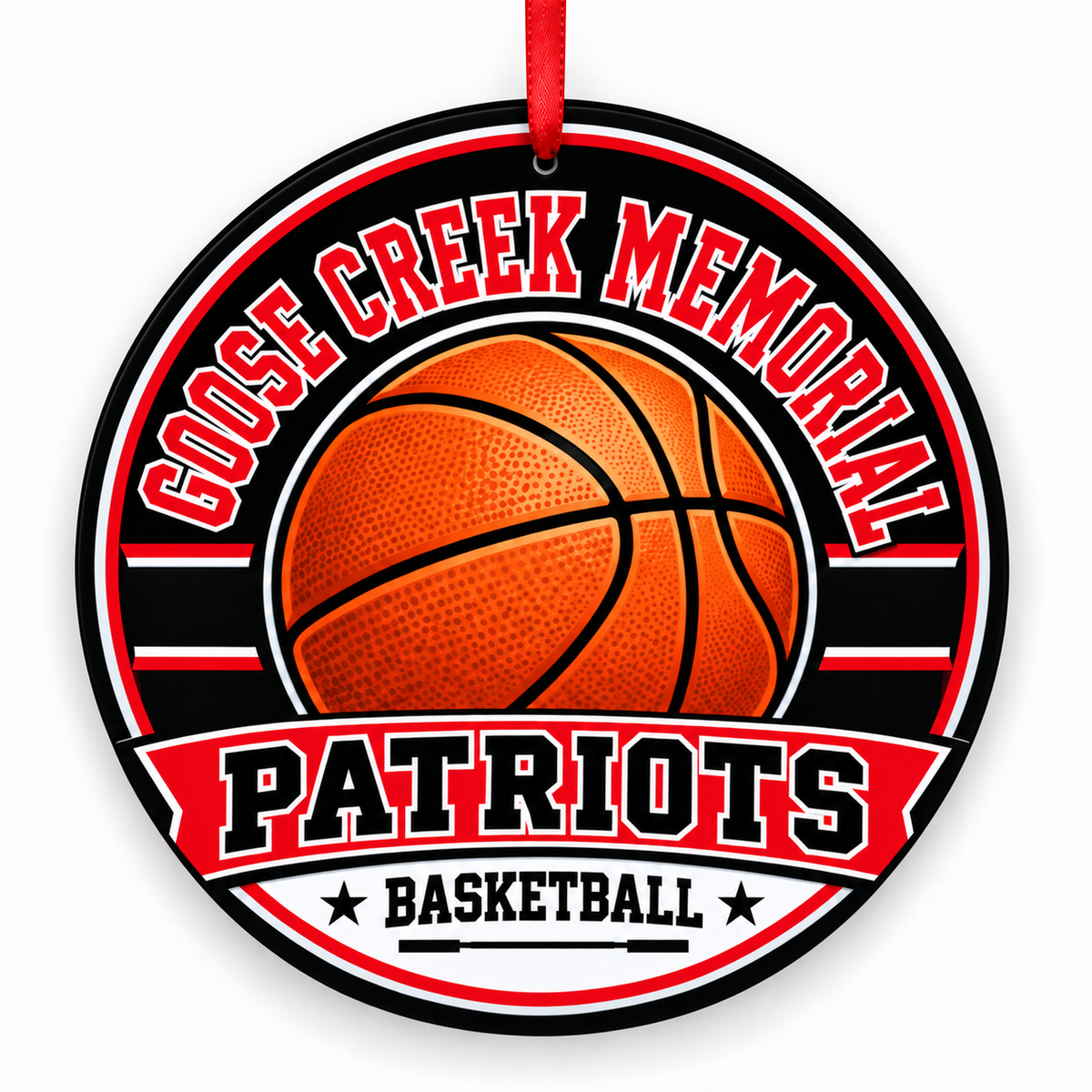 Goose Creek Memorial Patriots basketball Christmas ornament mockup