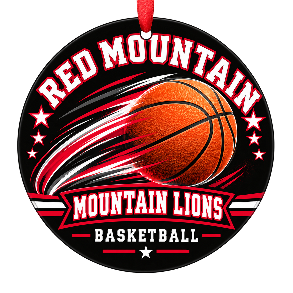 Red Mountain Mountain Lions basketball Christmas ornament, Motion design, Mesa, Arizona