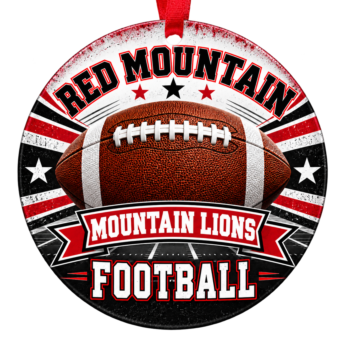 Red Mountain High School Mountain Lions football Christmas ornament, Mesa, Arizona