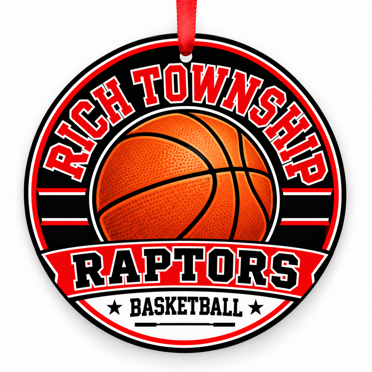 Rich Township High School Raptors basketball Christmas ornament, Olympia Fields IL