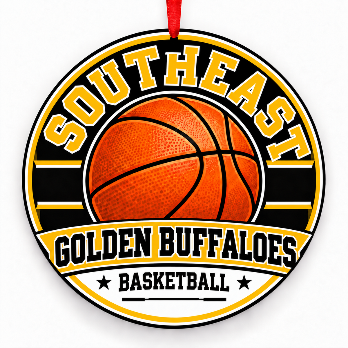 Southeast High School Golden Buffaloes Basketball Christmas Ornament