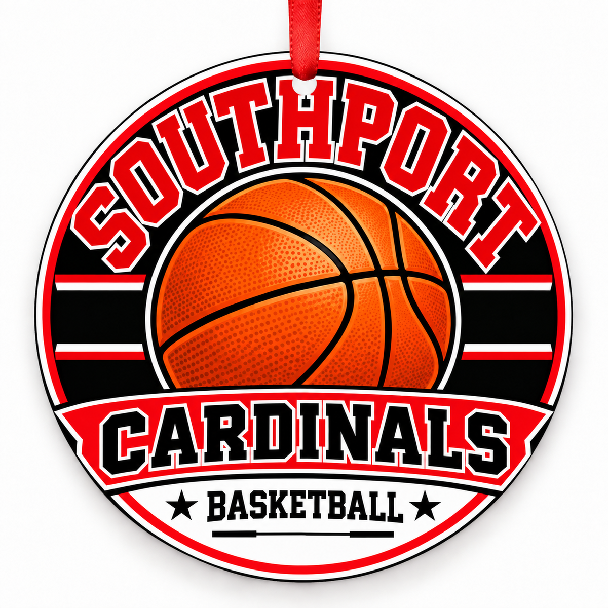 Southport High School Cardinals basketball Christmas ornament