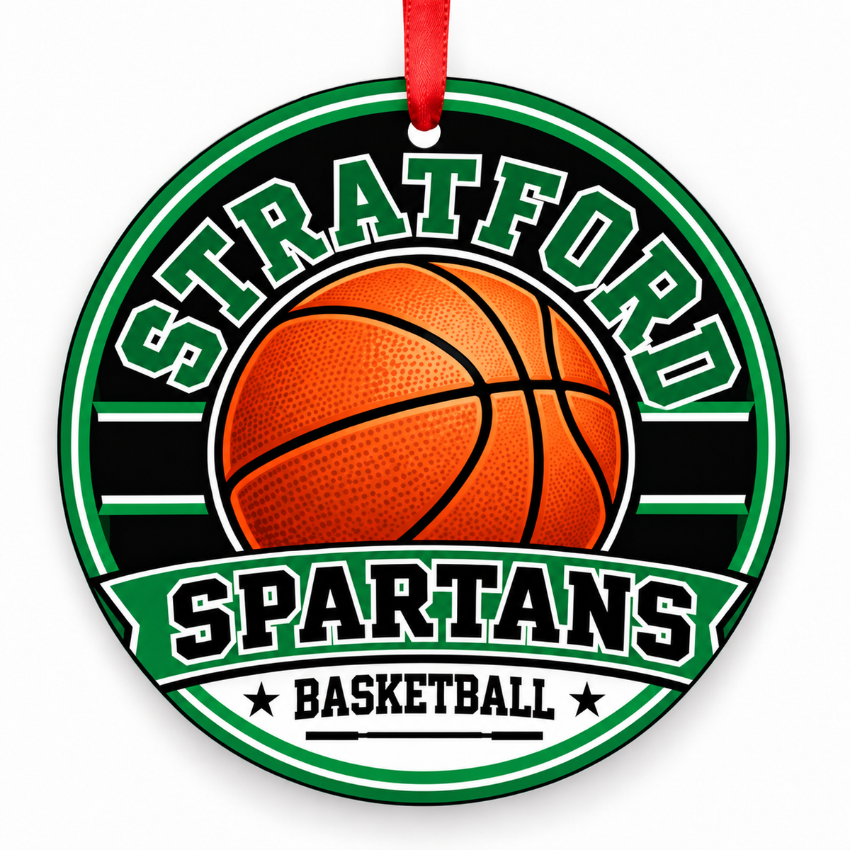 Stratford High School Spartans basketball Christmas ornament, Houston TX