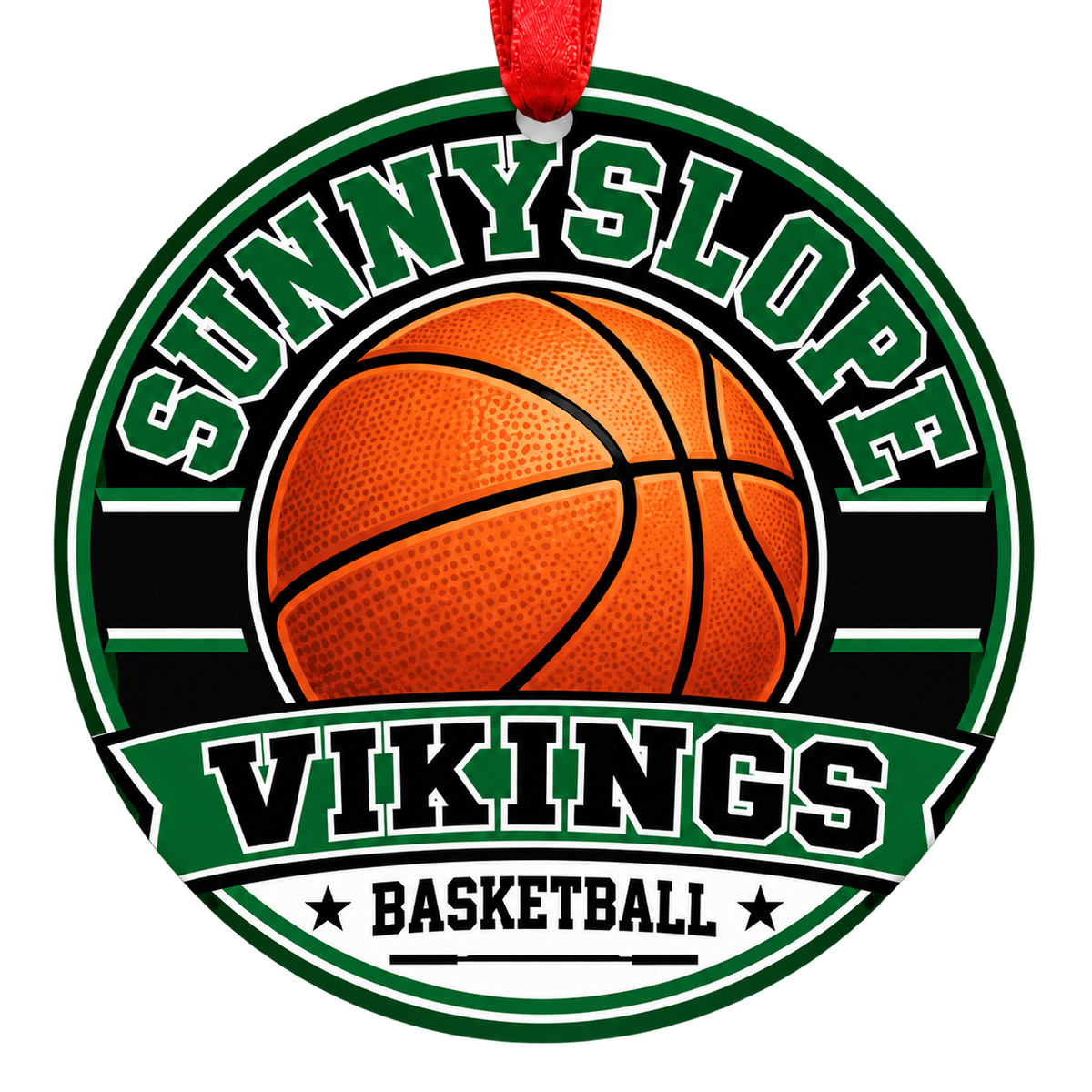 Sunnyslope Vikings basketball Christmas ornament, Classic design, Phoenix, Arizona