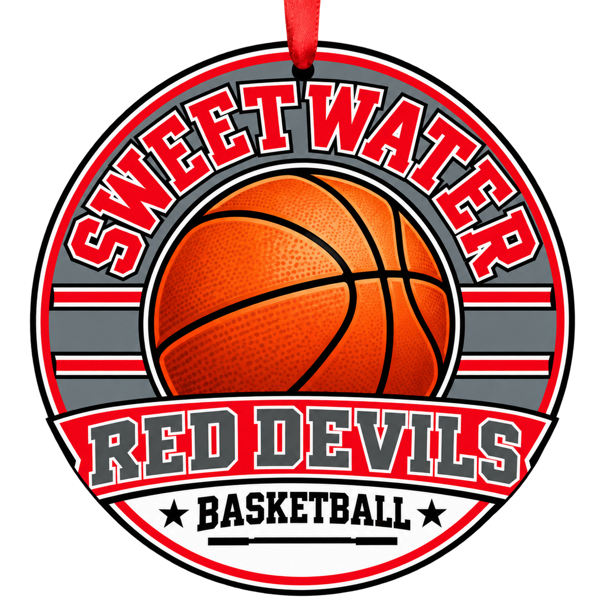 Sweetwater High School Red Devils basketball Christmas ornament mockup