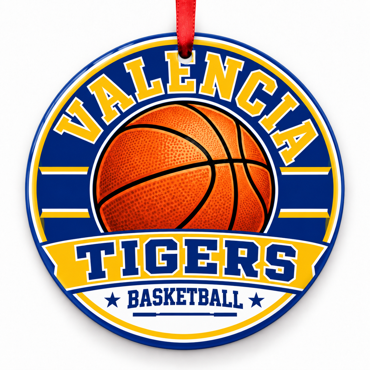 Valencia High School Tigers basketball Christmas ornament
