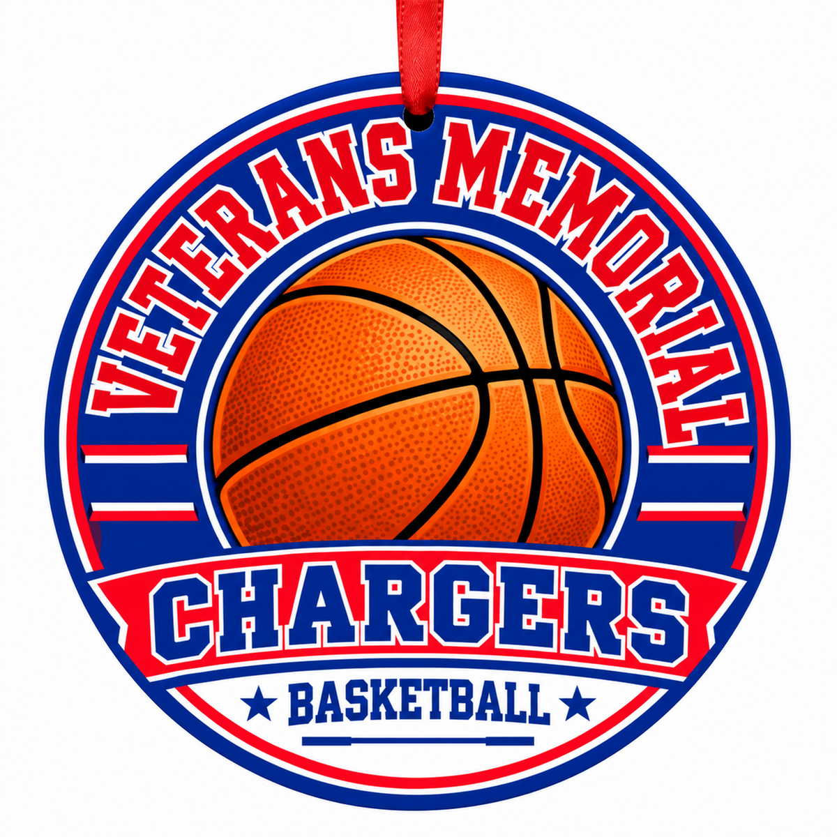 Veterans Memorial Early College High School Chargers basketball Christmas ornament