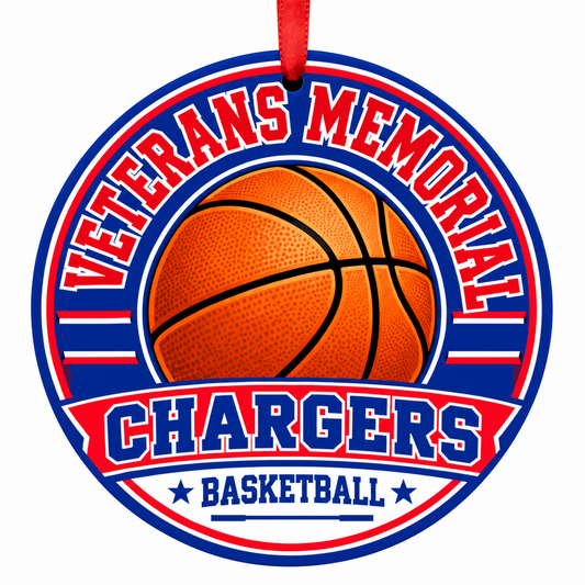 Veterans Memorial Early College High School Chargers basketball Christmas ornament