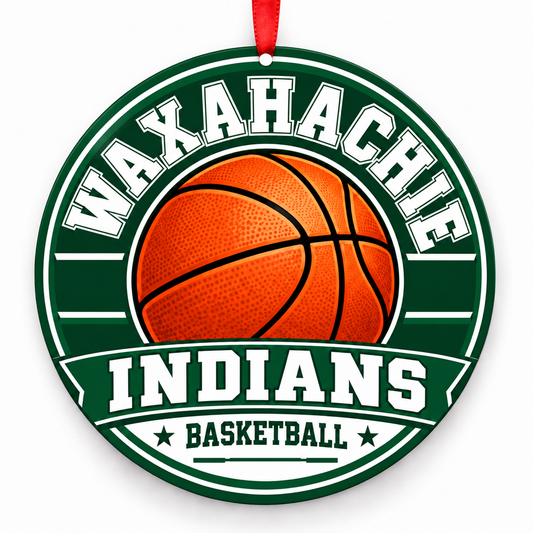 Waxahachie High School Indians basketball Christmas ornament mockup