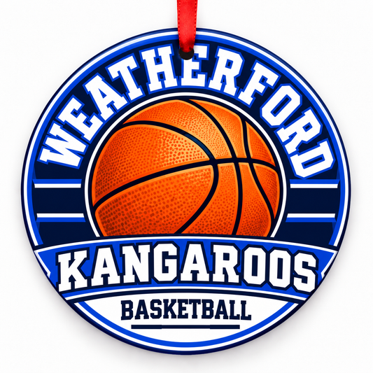 Weatherford High School Kangaroos basketball Christmas ornament