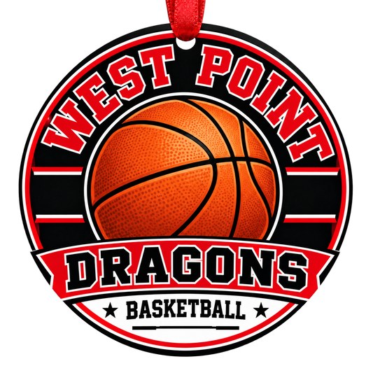 West Point Dragons basketball Christmas ornament, Classic design, Avondale, Arizona
