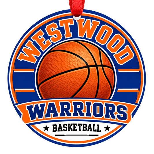 Westwood Warriors basketball Christmas ornament, Classic design, Mesa, Arizona