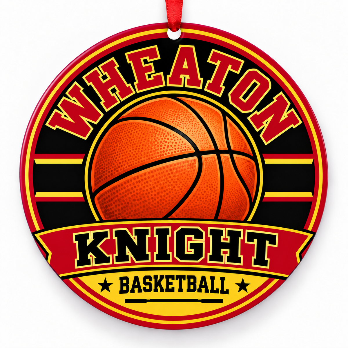 Wheaton High School Knight basketball Christmas ornament mockup