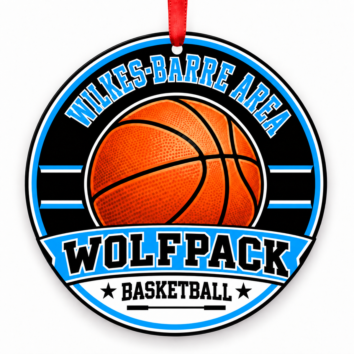 Wilkes-Barre Area High School Wolfpack basketball Christmas ornament mockup