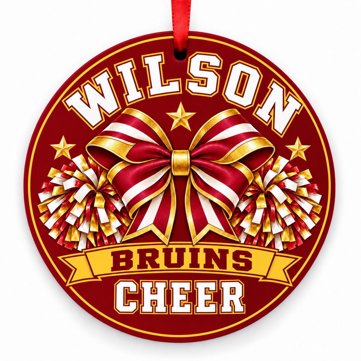 Wilson High School Bruins cheer ornament – Bow and Pom-Poms